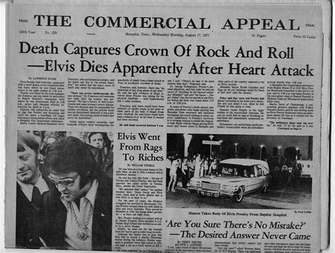 Elvis Presley Dead Original 1977 Memphis Newspaper Sad Day In Memphis