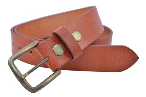 Full Grain Solid 1 Piece Leather Belt W Brass Buckle Tan By The