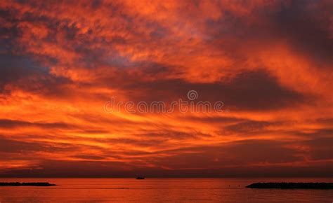 Sunset Over Mediterranean Sea Stock Photo Image Of Ocean Evening