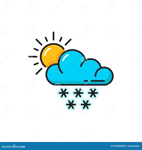 Weather Forecast, Cloud, Snow and Sun Outline Icon Stock Vector