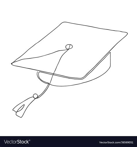 Single Continuous Line Art Graduation Cap Vector Image