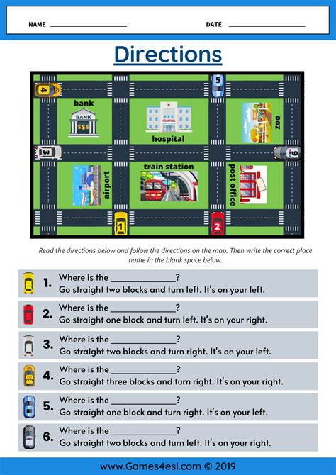 Maps And Directions Worksheets