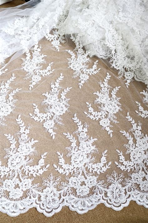 White Bridal Lace Fabric Lace Fabric Bridal Lace Embroidery Etsy