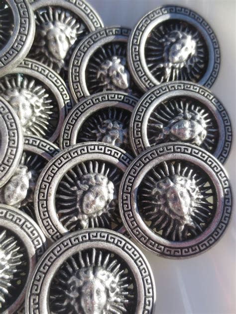 Versace Inspired Buttons Medusa Greek Key Shank Set 15 Pieces