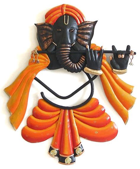 Musician Ganesha Playing Flute Wall Hanging