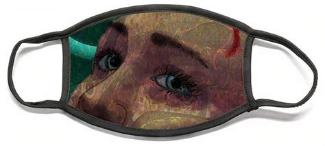 Portrait Woman Blue Eyed Redhead Ghostly Impression Face Mask By Joan