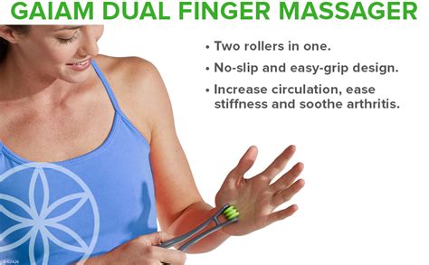 Gaiam Wellbeing Finger Massager Dual Sided Hand Massage Roller Tool For Circulation Stress