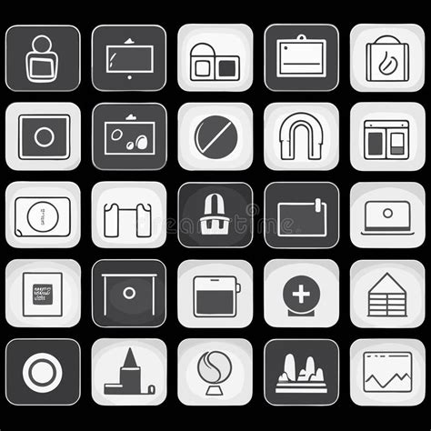 Set Of Mobile App Icons Black And White Vector User Interface Stock