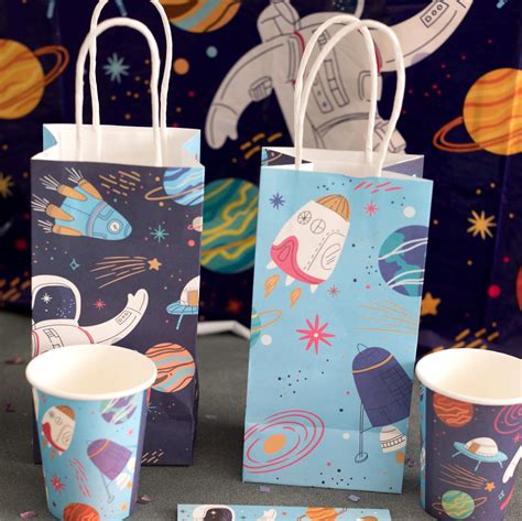 Space Party Bags Pack Of 16 Outer Space Goodie Favor Bags Etsy