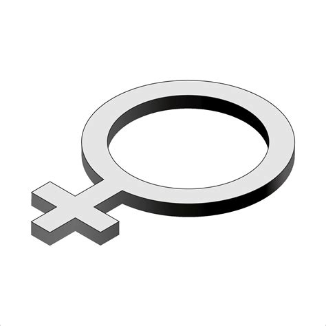 Isometric Female Gender Sign Isolated On White Feminine Symbol Black