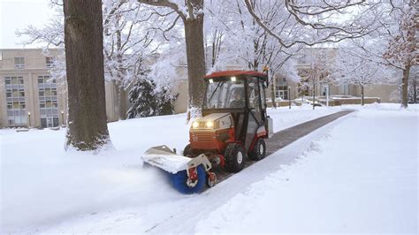 Clearing Snow From Walking Paths Of College Campus Youtube