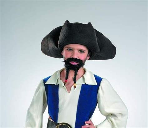 Pirates Of The Caribbean Pirate Hat With Moustache And Goatee Costume