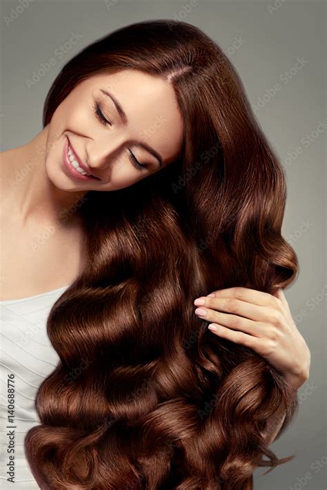 Hair Beautiful Girl With Long Wavy And Shiny Hair Brunette Woman With