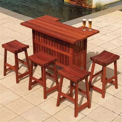 All kinds of outdoor furniture sets need to be well made. Jensen Jarrah Outdoor Patio Bar Set at Hayneedle