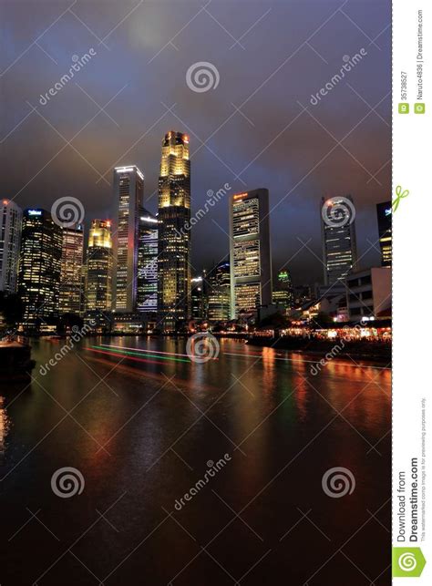 Singapore Cityscape In The Evening Editorial Photography Image Of Lights City