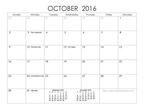 October 2016 Calendar Download Printable Calendar Template Calendar