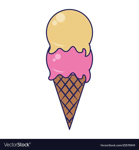 Ice Cream Cone With Two Scoops Blue Lines Vector Image