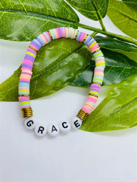 Grace Be Still Beaded Bracelet Stack Polymer Clay Bracelet Etsy