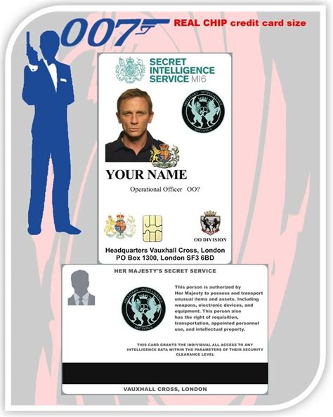 James Bond Real Chip Mi6 Id Card Novelty Cos Play Custom Made