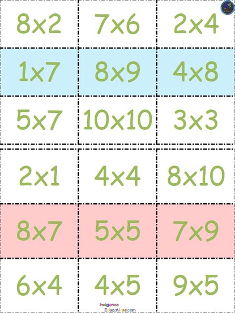 Loteria Tablas De Multiplicar 5 Imagenes Educativas