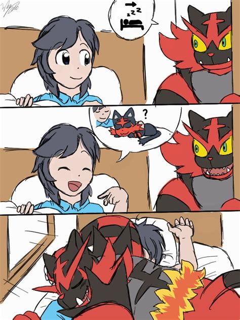 Sleep Together By Winick Lim Deviantart Com On DeviantArt Pokemon Incineroar Pokemon Alola