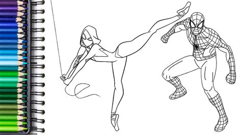Gwen Stacy Coloring Pages Spiderman Coloring Pages With Colored
