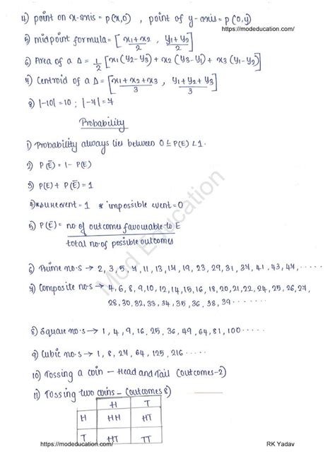Class 10 Maths Formula All Chapters Pdf Download Mod Education Math