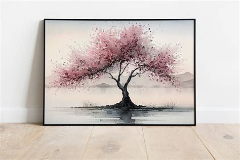 Cherry Blossom Painting Sakura Tree Painting Watercolor Etsy