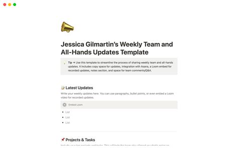 Weekly Team And All Hands Updates Notion Template