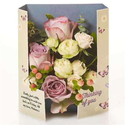The flowers are violets for february's birth flower and the hearts are amethysts representing the. English Garden — Flowercard - Thinking of You