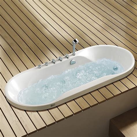 1700mm Led Acrylic Oval Whirlpool Water Massage Drop In Bath Bubble Bath Homary