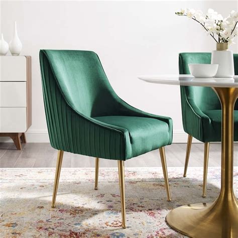 Modway Discern Pleated Back Upholstered Velvet Dining Chair In Green
