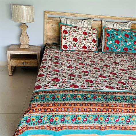 Bedsheet Indian Hand Block Print Bedspread Cotton Bedsheet Etsy