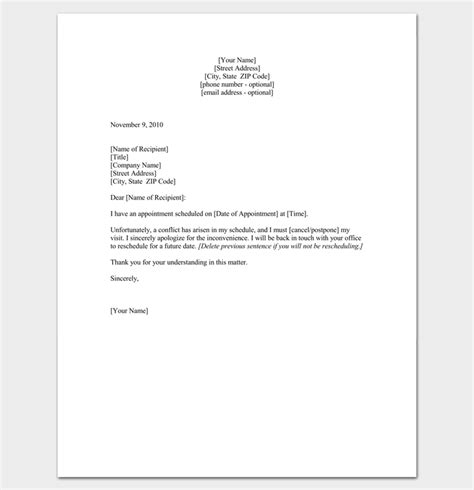 Reschedule Appointment Letter 7 Samples In Word Pdf Format