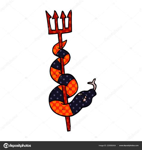 Cartoon Doodle Serpent Devils Fork Stock Illustration By