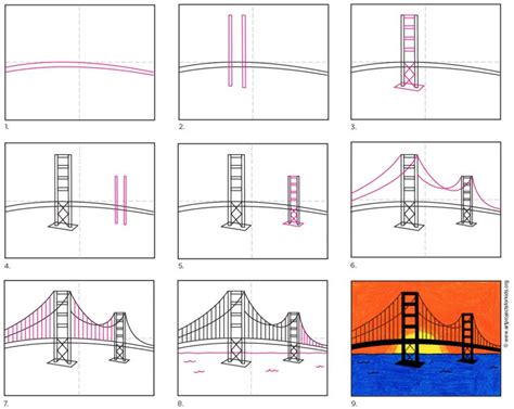How To Draw The Golden Gate Bridge · Art Projects For Kids