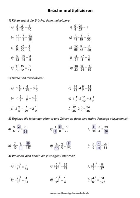 Klassenarbeiten bruchrechnung klasse 5 und 6 sowie arbeitsblätter und lösungen zum ausdrucken als pdf. Matheübungen - Lernblätter