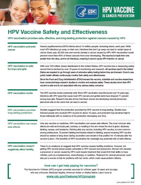 Hpv For Clinicians Materials To Educate Parents Cdc