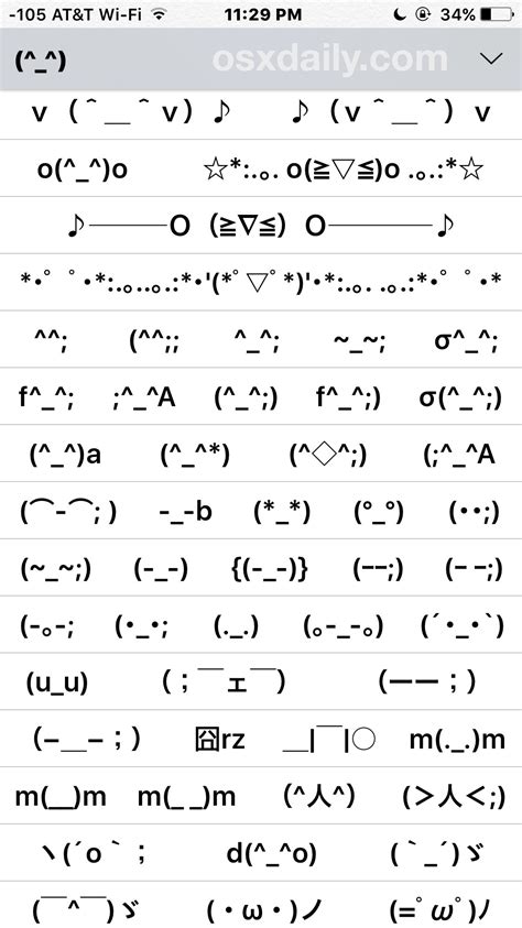 Keyboard Emoticons List