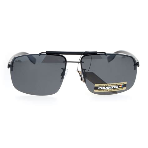 Sa106 Polarized Mens Rimless Luxury Rectangular Sunglasses Ebay