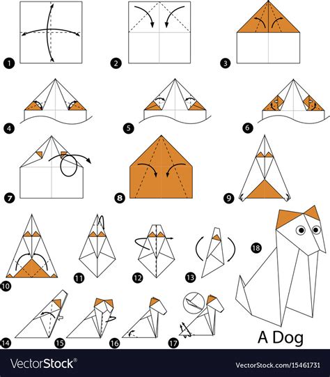 Step Instructions How To Make Origami A Dog Vector Image