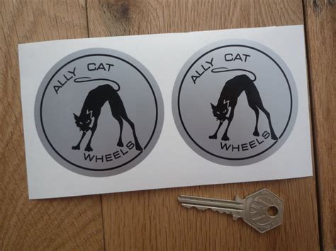 Ally Cat Wheels Black And Silver Circular Stickers 3 Pair