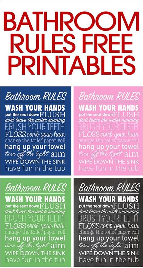 A general rule of thumb is to opt for skin tones or muted shades you'd find in nature. Bathroom Rules Free Printable | Bathroom printables ...