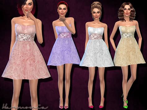 The Sims Resource Embellished Short Tulle Prom Dress