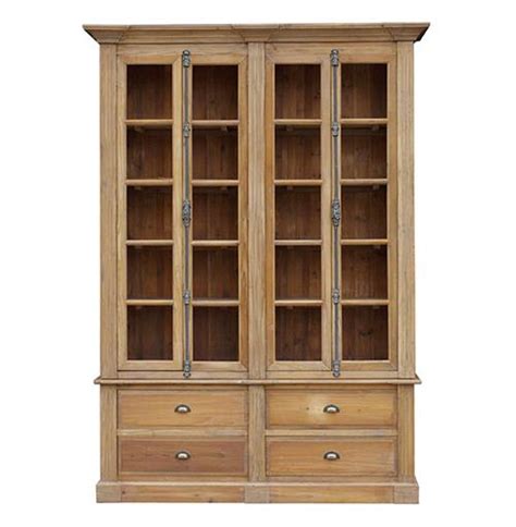 Marcus French Country Reclaimed Wood Double Bookcase Kathy Kuo Home