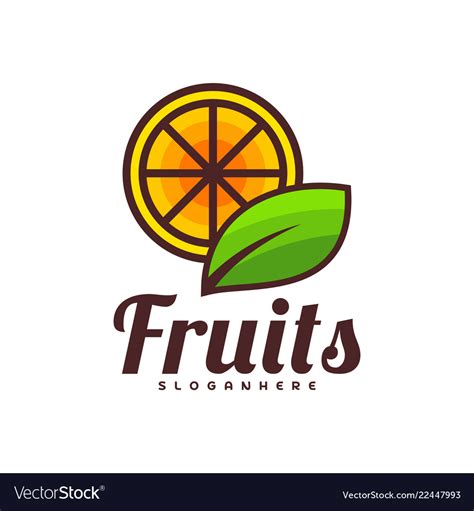 Orange Fruit With Green Leaf Logo Design Food Vector Image