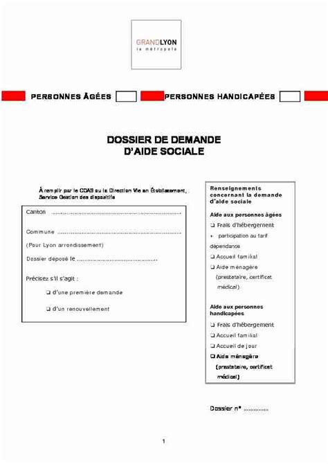 Pdf Dossier De Demande Daide Sociale Grand Lyon Pdf