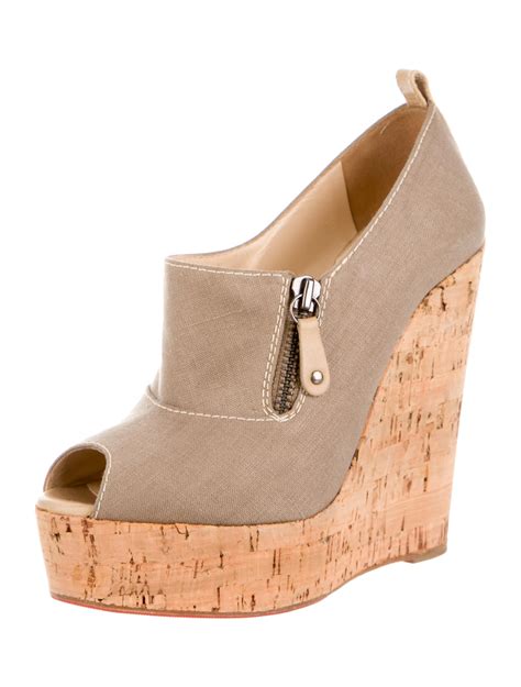 Christian Louboutin Peep-Toe Cork Wedges - Shoes - CHT43695 | The RealReal