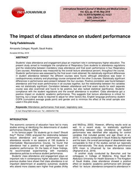 Class Attendance And College Success