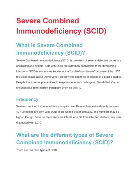 Severe Combined Immunodeficiency Scid 2 Severe Combined